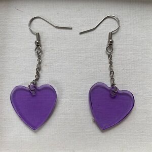 Purple Heart Dangle Earrings